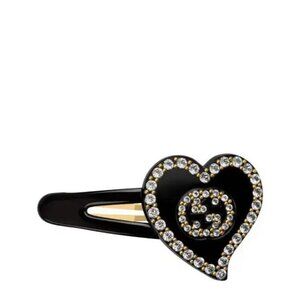 NEW GUCCI  Interlocking G Hair Clip $390 Crystal Black